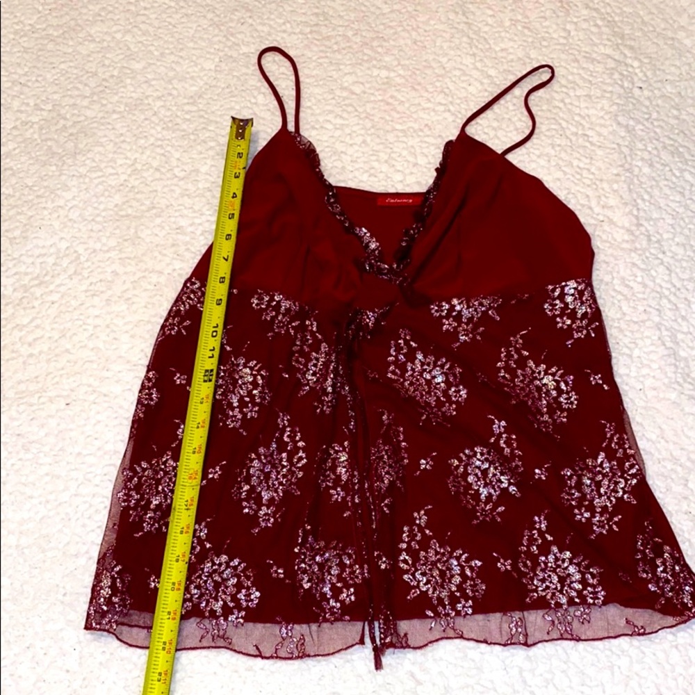 Red spaghetti strapped shirt